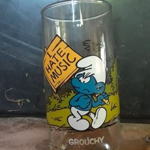 1982 Smurfs Glass.  Grouchy.